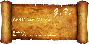 Grüner Vince névjegykártya