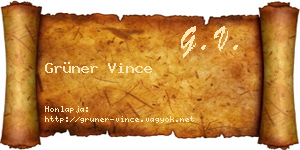 Grüner Vince névjegykártya